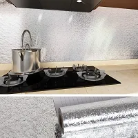 DOM EXPORT Vinyl Wallpaper Peel and Stick Waterproof Wallpaper for Home Kitchen Countertop Cabinet Furniture Oil Proof Kitchen Sticker (SILVER CURLY 2M)-thumb4