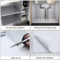 DACORATERS Vinyl Wallpaper Peel and Stick Waterproof Wallpaper for Home Kitchen Countertop Cabinet Furniture Oil Proof Kitchen Sticker (SILVER CUBE2M)-thumb3