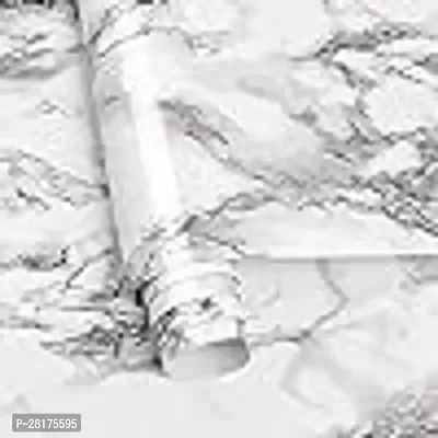 DOM EXPORT Vinyl Wallpaper Peel and Stick Waterproof Wallpaper for Home Kitchen Countertop Cabinet Furniture Oil Proof Kitchen Sticker (WHITE DARK LINE  2M)-thumb2