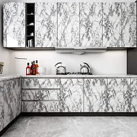 DOM EXPORT Vinyl Wallpaper Peel and Stick Waterproof Wallpaper for Home Kitchen Countertop Cabinet Furniture Oil Proof Kitchen Sticker (WHITE DARK LINE 2M)-thumb3