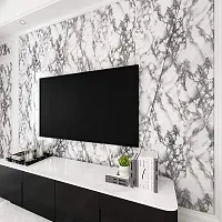 DOM EXPORT Vinyl Wallpaper Peel and Stick Waterproof Wallpaper for Home Kitchen Countertop Cabinet Furniture Oil Proof Kitchen Sticker (WHITE DARK LINE 2M)-thumb4