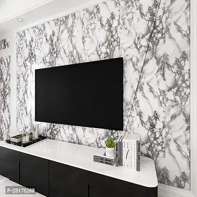 DOM EXPORT Vinyl Wallpaper Peel and Stick Waterproof Wallpaper for Home Kitchen Countertop Cabinet Furniture Oil Proof Kitchen Sticker (WHITE DARK LINE 2M)-thumb5