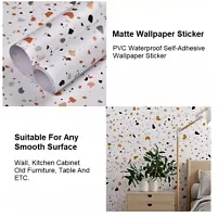 DOM EXPORT Vinyl Wallpaper Peel and Stick Waterproof Wallpaper for Home Kitchen Countertop Cabinet Furniture Oil Proof Kitchen Sticker (WHITE DOTTED 2M)-thumb2