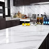 DOM EXPORT Vinyl Wallpaper Peel and Stick Waterproof Wallpaper for Home Kitchen Countertop Cabinet Furniture Oil Proof Kitchen Sticker (WHITE MARBLE 2M)-thumb3