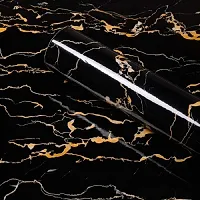 DOM EXPORT Vinyl Wallpaper Peel and Stick Waterproof Wallpaper for Home Kitchen Countertop Cabinet Furniture Oil Proof Kitchen Sticker (  BLACK   GOLD  LINE 2M)-thumb3