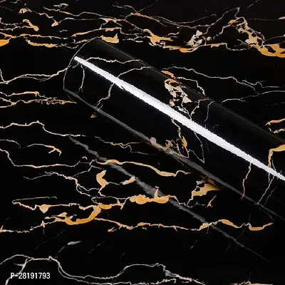 DOM EXPORT Vinyl Wallpaper Peel and Stick Waterproof Wallpaper for Home Kitchen Countertop Cabinet Furniture Oil Proof Kitchen Sticker (  BLACK   GOLD  LINE 2M)-thumb4