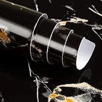 DOM EXPORT Vinyl Wallpaper Peel and Stick Waterproof Wallpaper for Home Kitchen Countertop Cabinet Furniture Oil Proof Kitchen Sticker ( BLACK GOLD LINE 2M)-thumb2