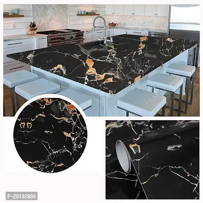 DOM EXPORT Vinyl Wallpaper Peel and Stick Waterproof Wallpaper for Home Kitchen Countertop Cabinet Furniture Oil Proof Kitchen Sticker ( BLACK GOLD LINE 2M)-thumb4