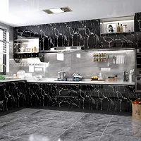 DOM EXPORT Vinyl Wallpaper Peel and Stick Waterproof Wallpaper for Home Kitchen Countertop Cabinet Furniture Oil Proof Kitchen Sticker ( BLACK GOLD LINE 2M)-thumb2