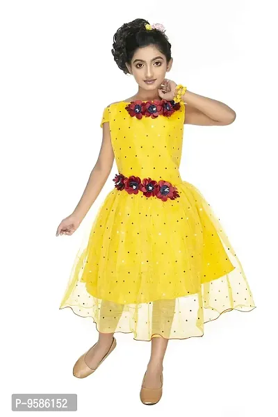 NEW GEN Girls Rose Frock (Yellow,5-6 Years)