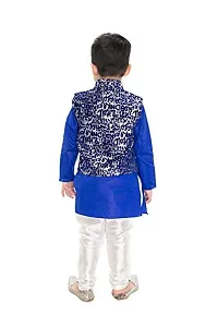 NEW GEN Boys Jacket Kurta & Paijama Pant for 4-5 Years Boys Blue-thumb1