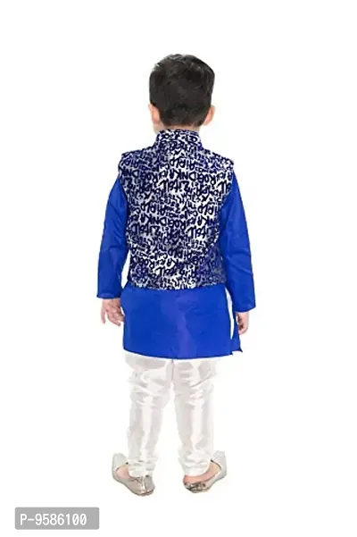 NEW GEN Boys Jacket Kurta & Paijama Pant for 4-5 Years Boys Blue-thumb2