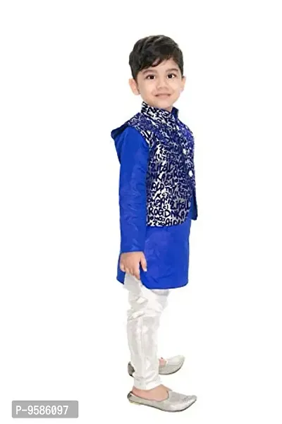 NEW GEN Boys Jacket Kurta & Paijama Pant for 3-4 Years Boys Blue-thumb3