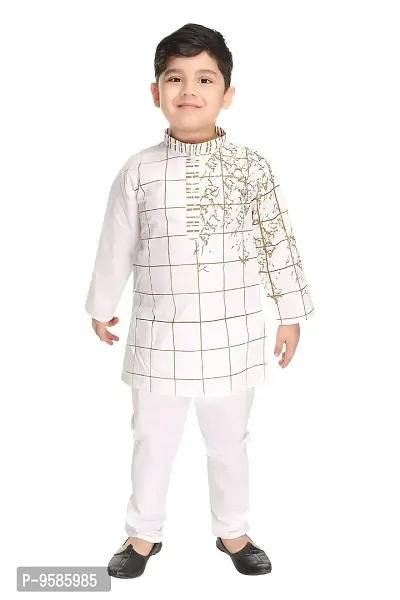 NEW GEN BOYS FULL SLEEVE KURTA WITH PAIJAMA PANT (3-4 YEARS, White 2)