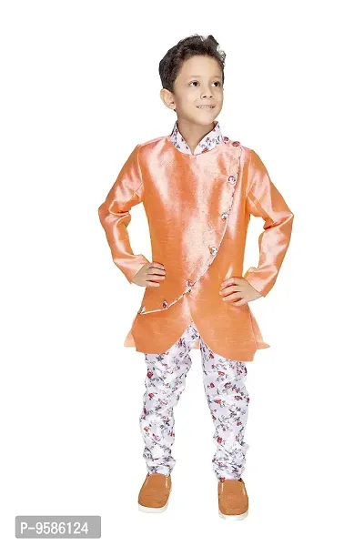 NEW GEN BOYS FULL SLEEVE KURTA & FLOWER PRINT FABRIC PAIJAMA PANT 3-4 YEARS,ORANGE-thumb2