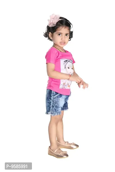 NEW GEN Baby Girls Half Sleeve Pure Cotton TOP with HOT Pant (Pink: 2-3 Years)-thumb2