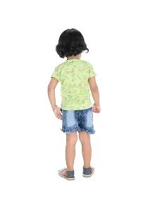 NEW GEN Baby Girls HALFSLEEV Pure Cotton TOP with HOT Pant (Green; 2-3 Years)-thumb1