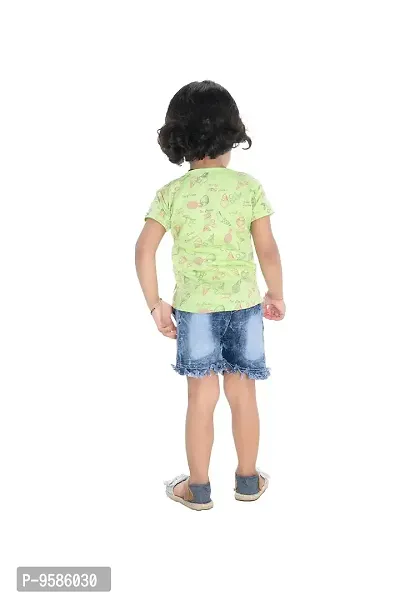 NEW GEN Baby Girls HALFSLEEV Pure Cotton TOP with HOT Pant (Green; 2-3 Years)-thumb4