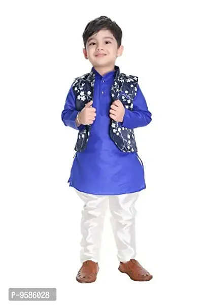 NEW GEN Boys Jacket Kurta & Paijama Pant for 1-2 Years Boys Blue-thumb0