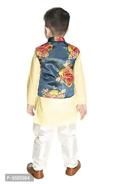 NEW GEN Boys Jacket Kurta & Paijama Pant for 3-4 Years Boys Yellow-thumb3