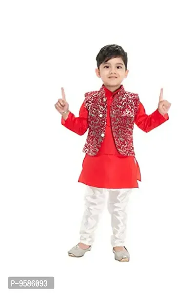 NEW GEN Boys Jacket Kurta & Paijama Pant for 3-4 Years Boys Red