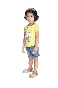 NEW GEN Baby Girls HALFSLEEV Pure Cotton TOP with HOT Pant (Yellow; 1-2 Years)-thumb3