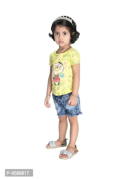 NEW GEN Baby Girls HALFSLEEV Pure Cotton TOP with HOT Pant (Yellow; 1-2 Years)-thumb4
