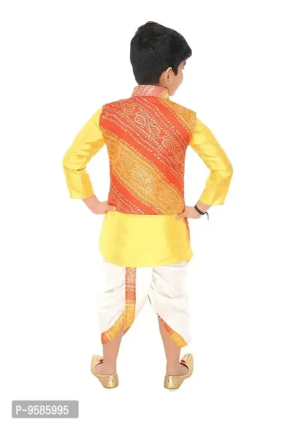 NEW GEN Boys Full Sleev Jacket Kurta & DHUTI Pant (Yellow_6-12M)-thumb3