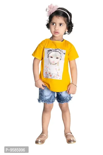 NEW GEN Half Sleeve Pure Cotton top with hot Pant, (Yellow; 2-3 Years)