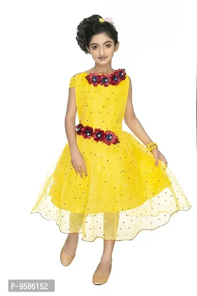 NEW GEN Girls Rose Frock (Yellow,5-6 Years)-thumb2