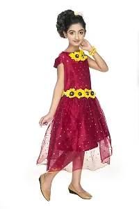 NEW GEN Girls Rose Frock (Maroon,5-6 Years)-thumb2