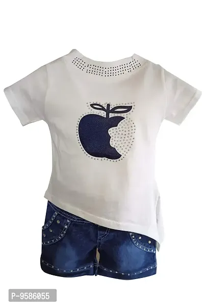 NEW GEN Baby Girls Halfsleeve Pure Cotton TOP with Hotpant for 1-2 Years