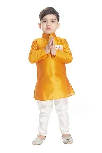 NEW GEN Boom Boy's regular Full Sleeve Orange Pocket Kurta and Pyjama Pant - 6-12 Month, Orange-thumb2
