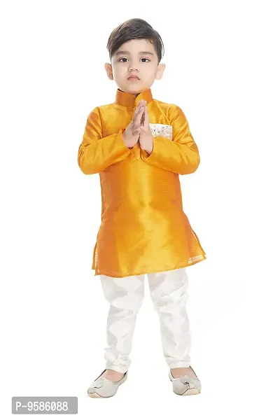 NEW GEN Boom Boy's regular Full Sleeve Orange Pocket Kurta and Pyjama Pant - 6-12 Month, Orange-thumb3