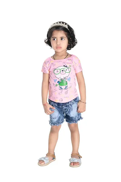 NEW GEN Baby Girls HALFSLEEV Pure TOP with HOT Pant (Pink; 2-3 Years)