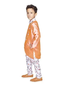 NEW GEN BOYS FULL SLEEVE KURTA & FLOWER PRINT FABRIC PAIJAMA PANT 3-4 YEARS,ORANGE-thumb3