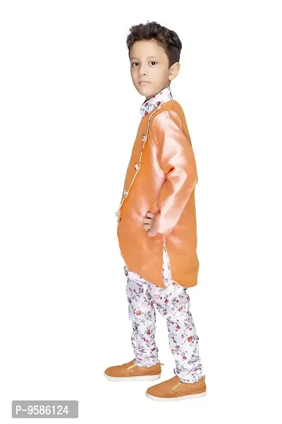 NEW GEN BOYS FULL SLEEVE KURTA & FLOWER PRINT FABRIC PAIJAMA PANT 3-4 YEARS,ORANGE-thumb4