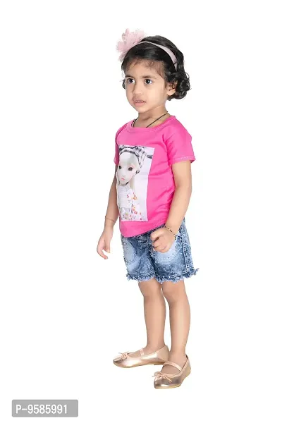 NEW GEN Baby Girls Half Sleeve Pure Cotton TOP with HOT Pant (Pink: 2-3 Years)-thumb3