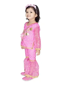 Pink Blended Self Pattern Ethnic Wear Frock For Girls-thumb1