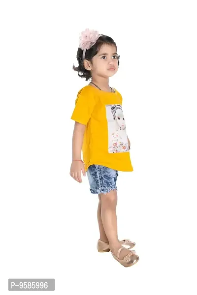 NEW GEN Half Sleeve Pure Cotton top with hot Pant, (Yellow; 2-3 Years)-thumb3