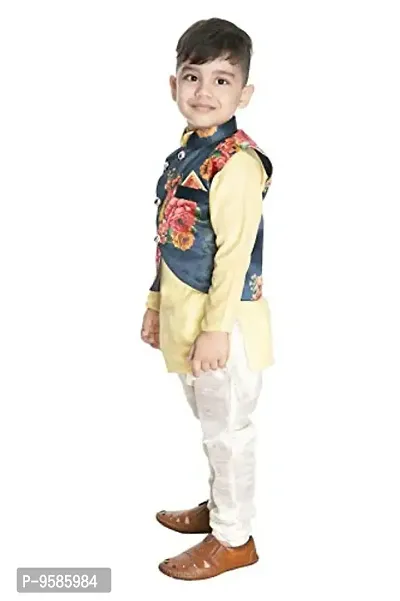 NEW GEN Boys Jacket Kurta & Paijama Pant for 3-4 Years Boys Yellow-thumb4