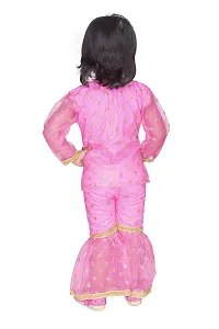 Pink Blended Self Pattern Ethnic Wear Frock For Girls-thumb2