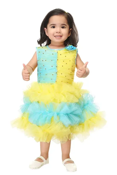 NEW GEN Girls Frock (2-3 Years, Yellow)