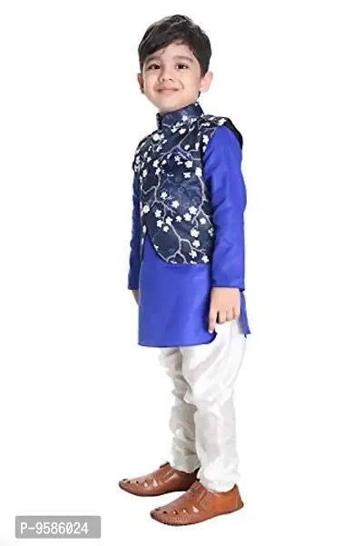 NEW GEN Boys Jacket Kurta & Paijama Pant for 6-12 Month Boys Blue-thumb3