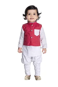 NEW GEN Baby Boy's Cotton Silk Jacket, Kurta Pyjama Set-thumb1