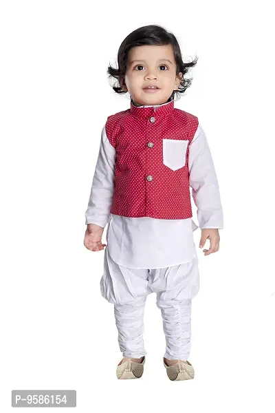 NEW GEN Baby Boy's Cotton Silk Jacket, Kurta Pyjama Set-thumb2