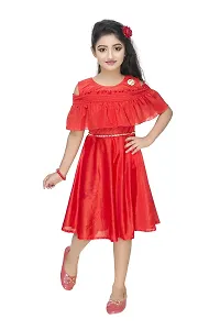 NEW GEN Girls' Knee Length Dress (GIRLS_113 1-2 YEARS_Red_1-2 Years)-thumb1