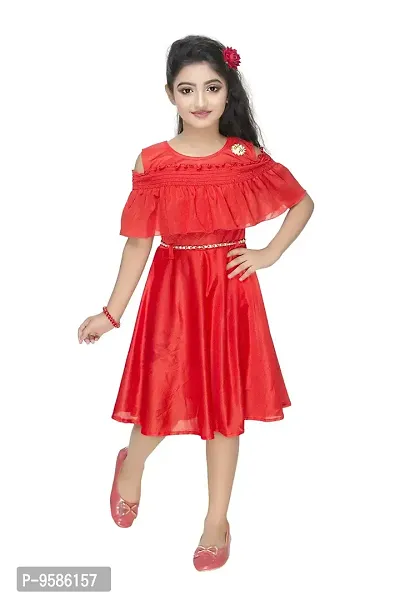 NEW GEN Girls' Knee Length Dress (GIRLS_113 1-2 YEARS_Red_1-2 Years)-thumb2