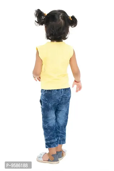 Yellow Bow Applique Top and Jeans Set for Girls-thumb3