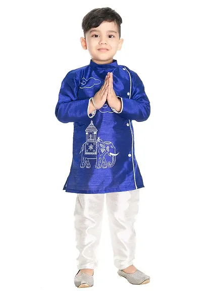 NEW GEN Boom GEN Boy's Kurta and Pyjama (1-2 Years, Blue)